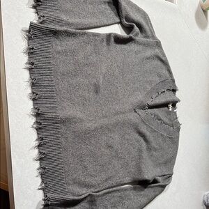 Maurices Charcoal V-Neck Sweater with Fringe